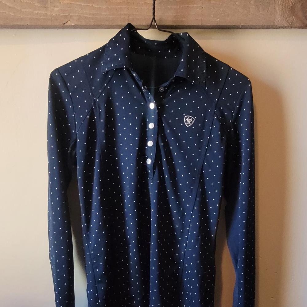 Ariat - Navy Polka Dot Long Sleeve Shirt